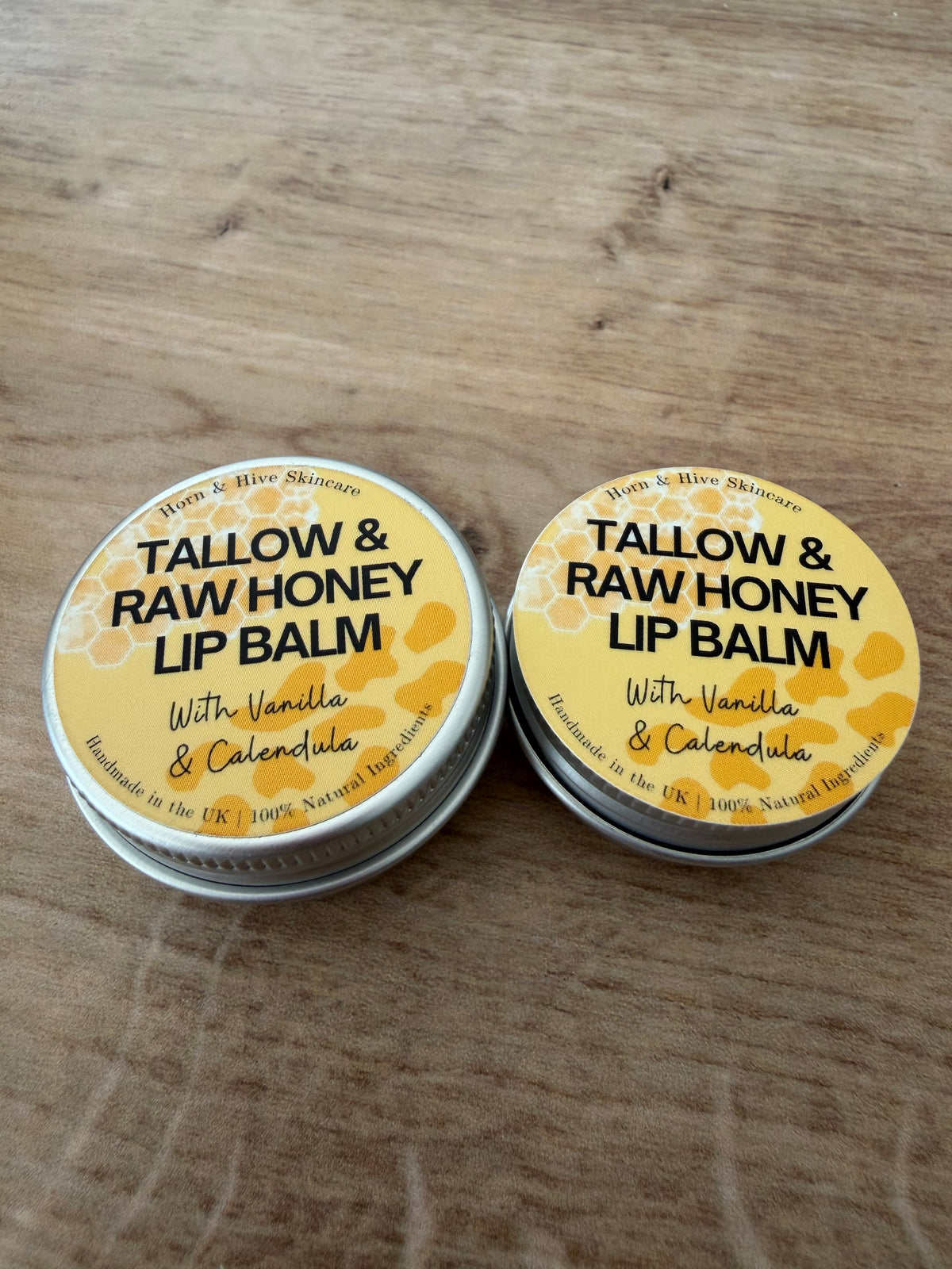 (Labels are a bit too big so cheaper than usual) Tallow & Raw Honey Lip Balm